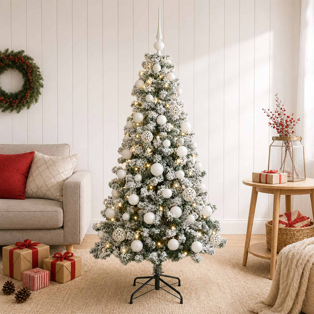 vidaXL Artificial Christmas Tree with Bauble 150 cm 150 LEDs