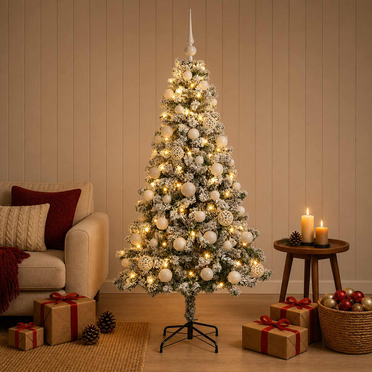 vidaXL Artificial Christmas Tree with Bauble 150 cm 150 LEDs