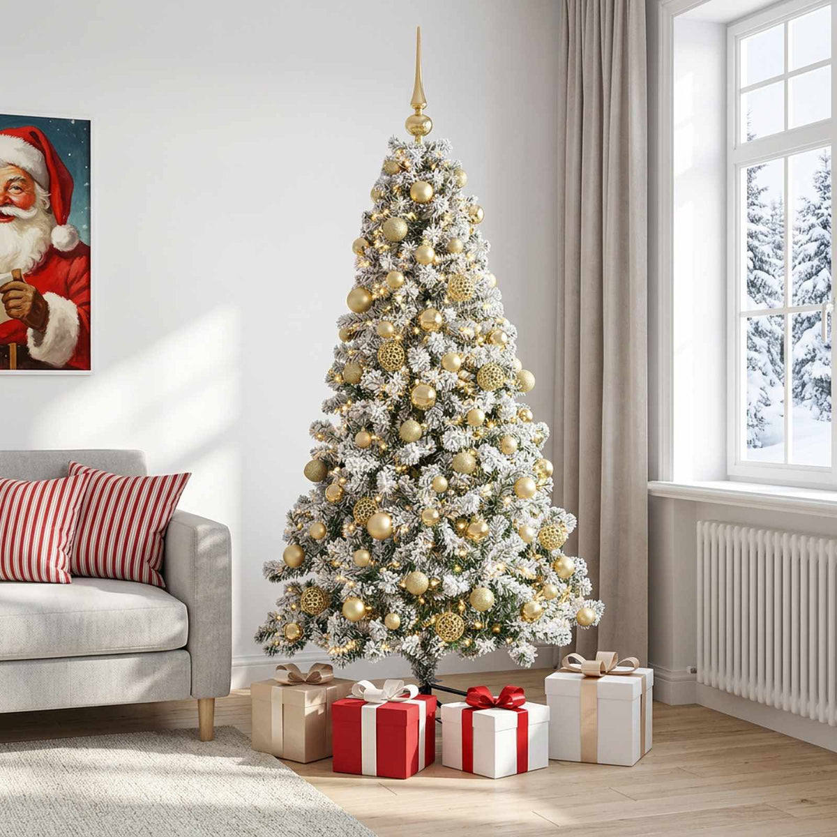 vidaXL Artificial Christmas Tree with Bauble 240 cm 300 LEDs