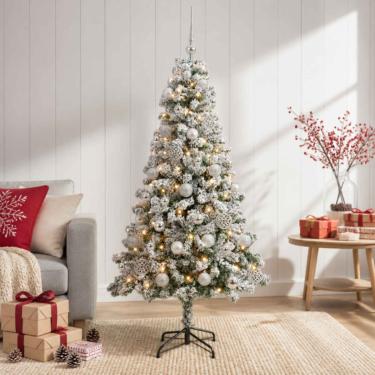 vidaXL Artificial Christmas Tree with Bauble 150 cm 150 LEDs