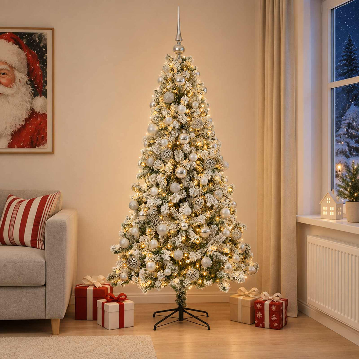 vidaXL Artificial Christmas Tree with Bauble 180 cm 300 LEDs
