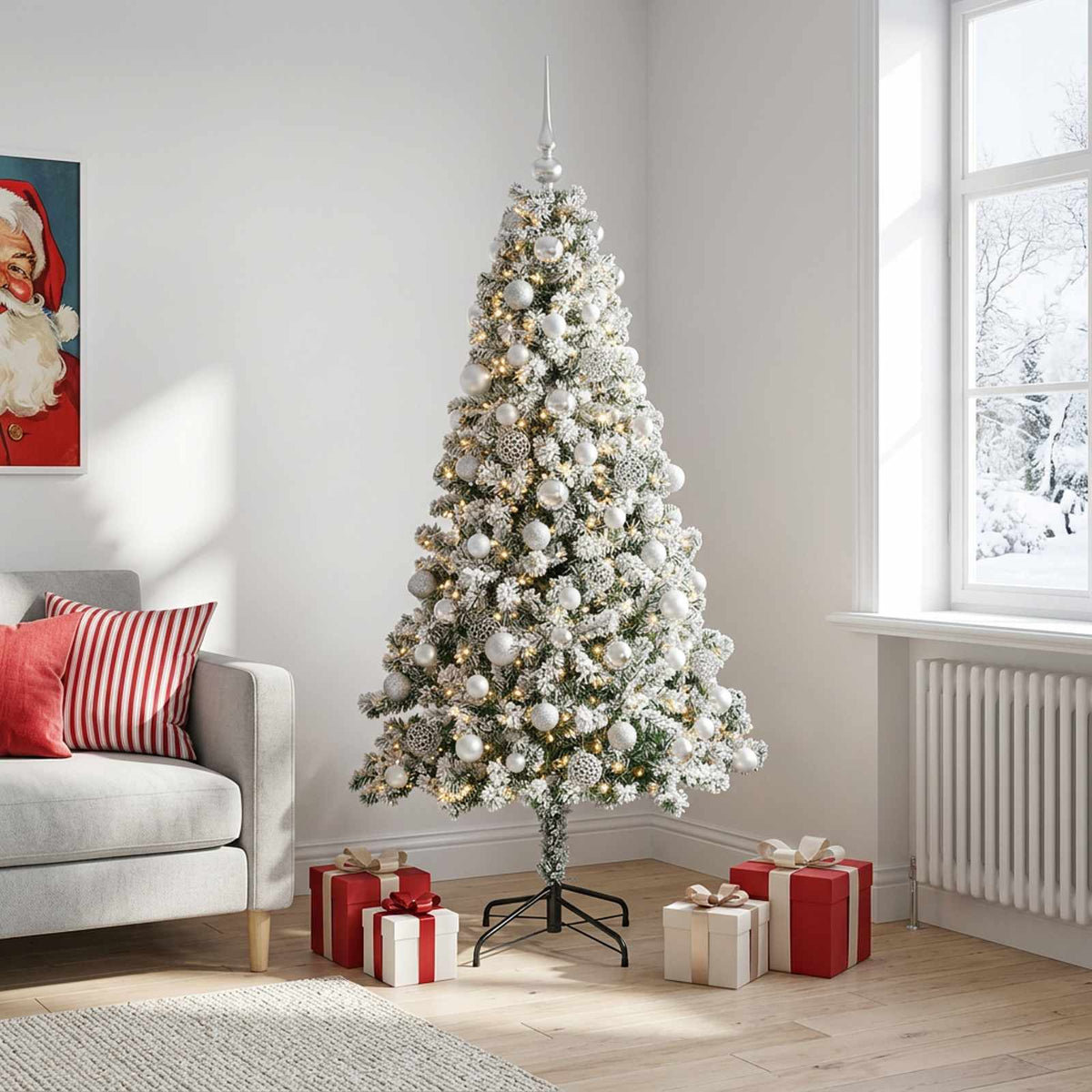 vidaXL Artificial Christmas Tree with Bauble 240 cm 300 LEDs