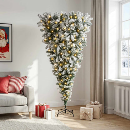vidaXL Upside-down Artificial Hinged Christmas Tree 120 cm 150 LEDs