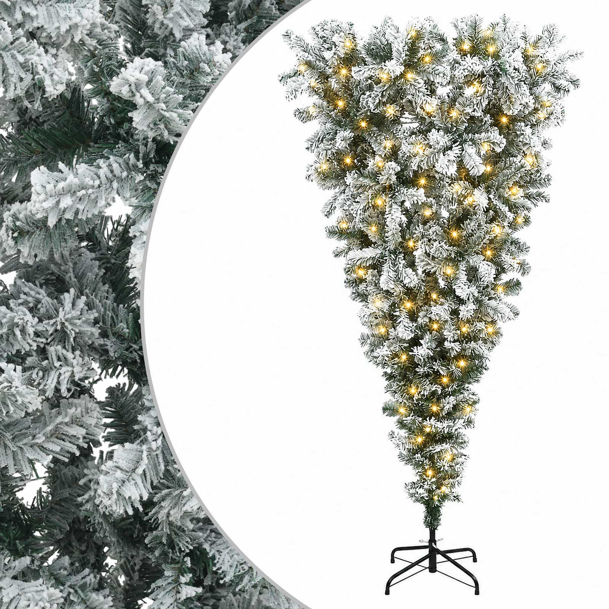 vidaXL Upside-down Artificial Hinged Christmas Tree 120 cm 150 LEDs