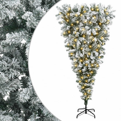 vidaXL Upside-down Artificial Hinged Christmas Tree 120 cm 150 LEDs
