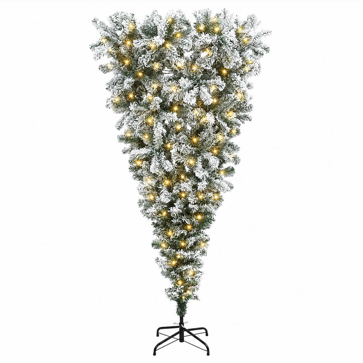 vidaXL Upside-down Artificial Hinged Christmas Tree 180 cm 300 LEDs
