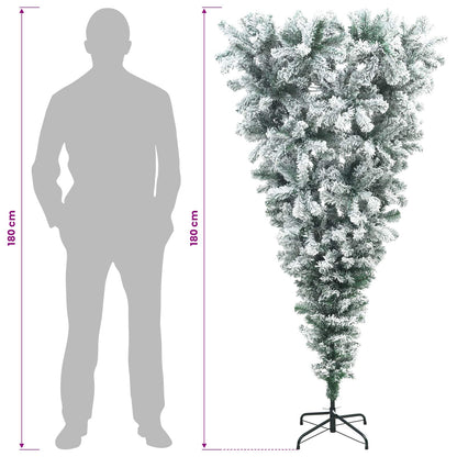 vidaXL Upside-down Artificial Hinged Christmas Tree 180 cm 300 LEDs