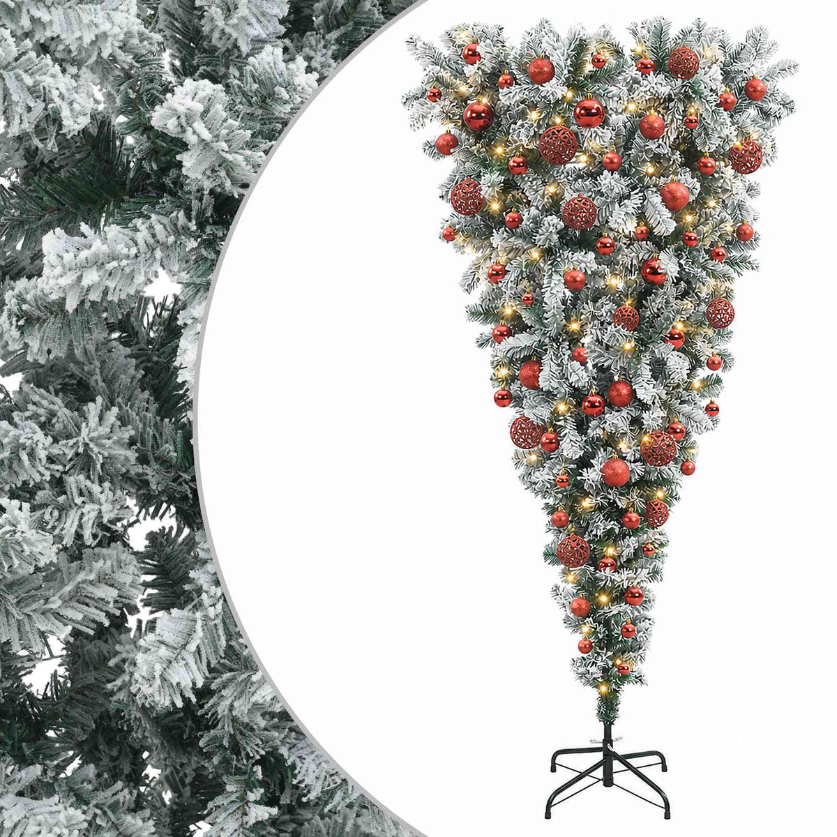 vidaXL Upside-down Artificial Hinged Christmas Tree 180 cm 300 LEDs