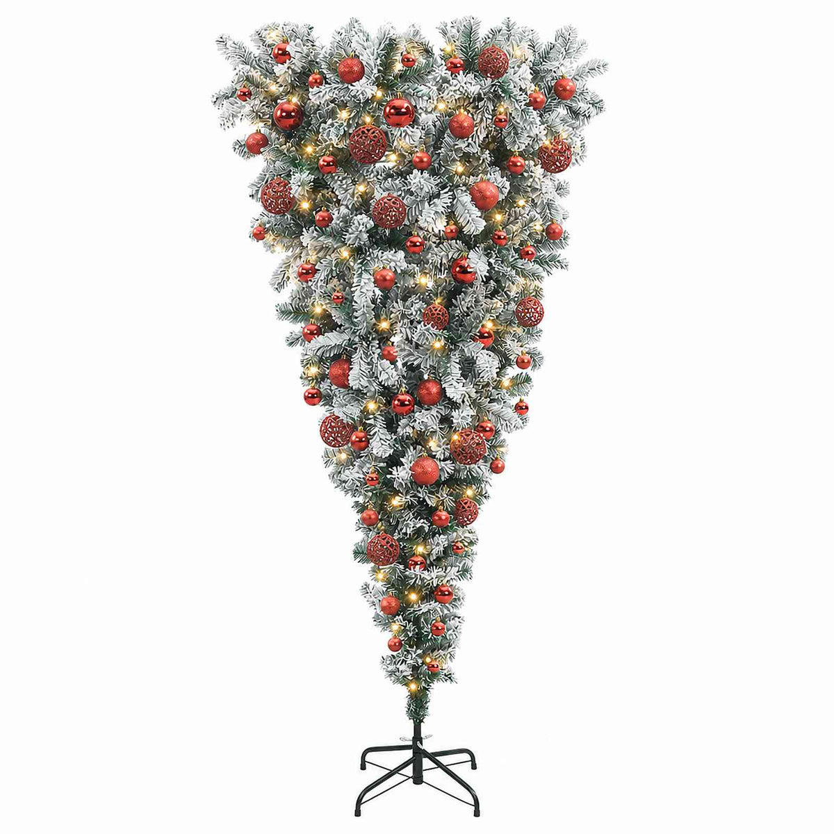 vidaXL Upside-down Artificial Hinged Christmas Tree 180 cm 300 LEDs