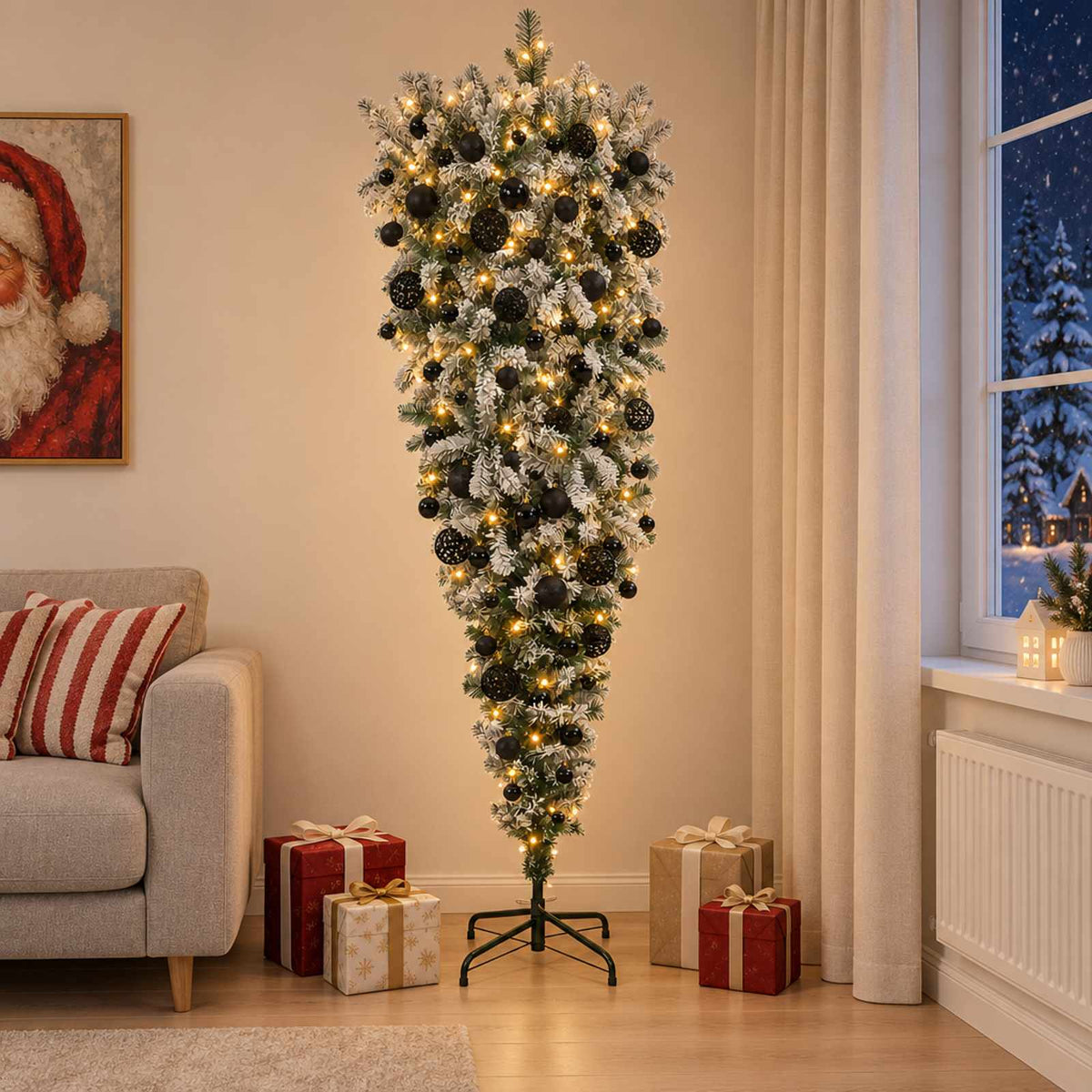 vidaXL Artificial Christmas Tree with Bauble 210 cm 300 LEDs