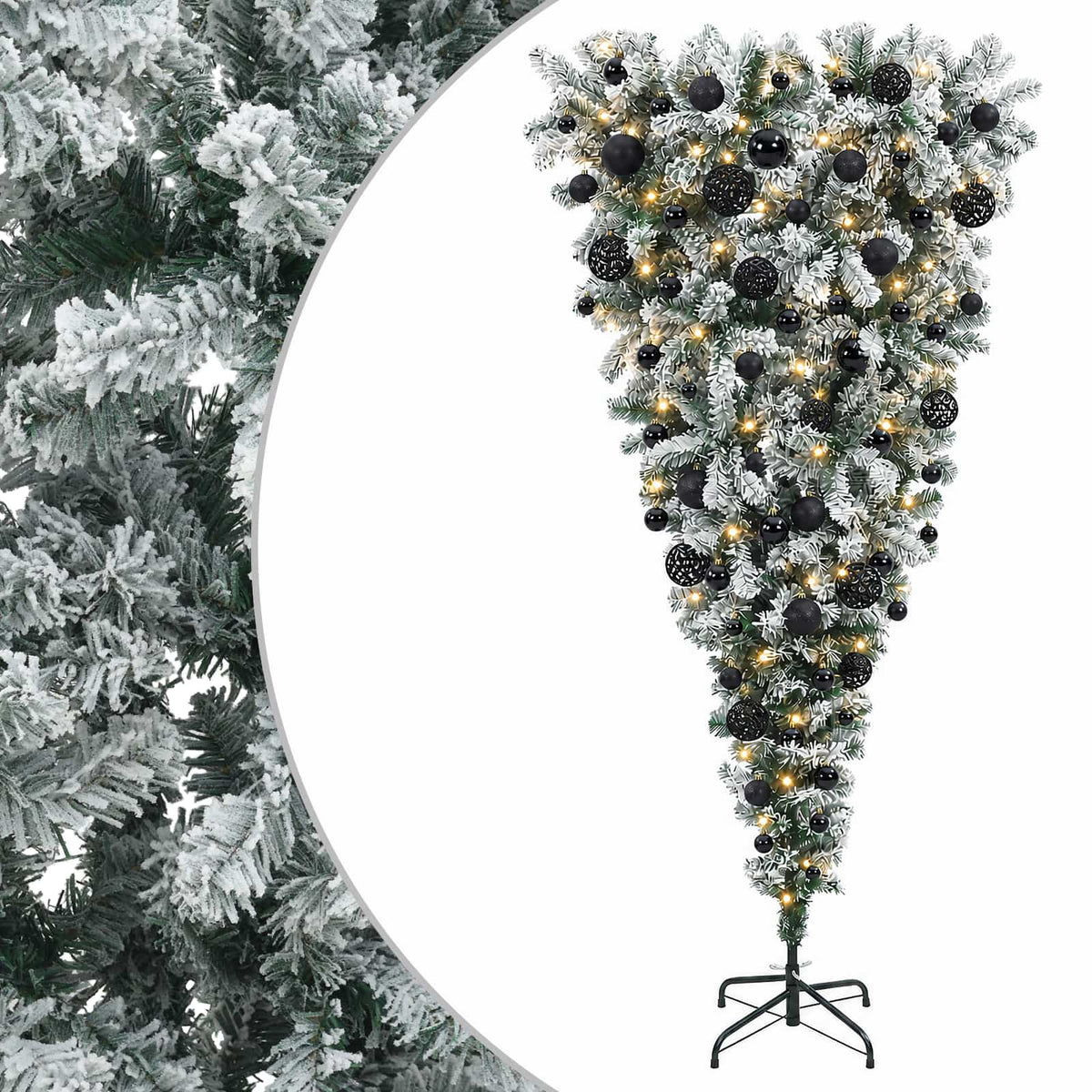 vidaXL Upside-down Artificial Hinged Christmas Tree 180 cm 300 LEDs