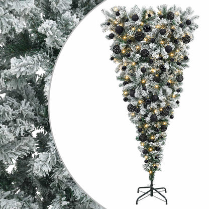 vidaXL Upside-down Artificial Hinged Christmas Tree 180 cm 300 LEDs