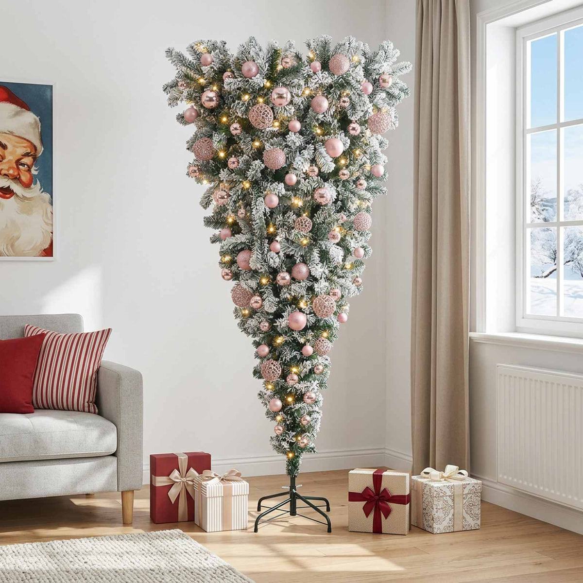 vidaXL Artificial Christmas Tree with Bauble 210 cm 300 LEDs