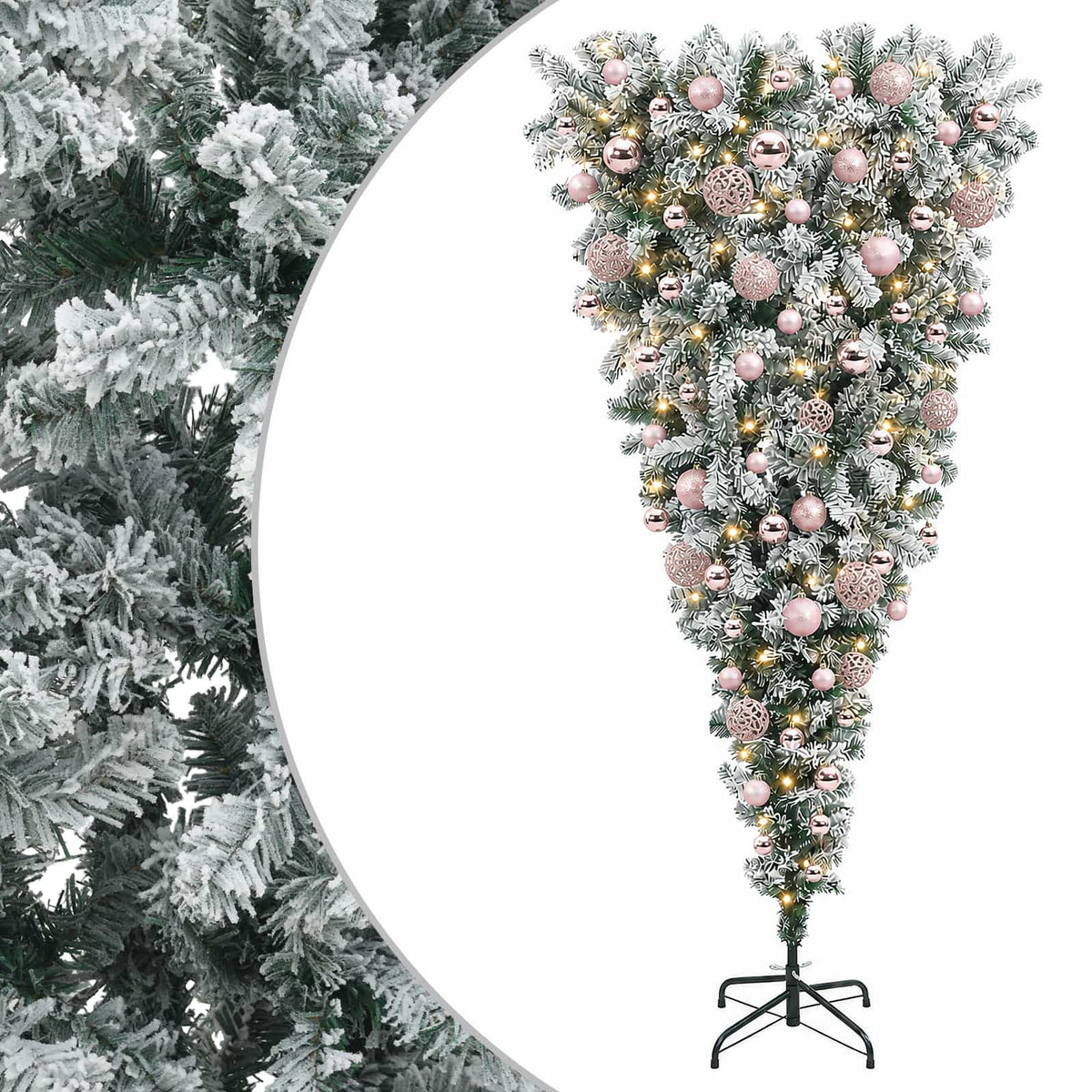 vidaXL Upside-down Artificial Hinged Christmas Tree 180 cm 300 LEDs