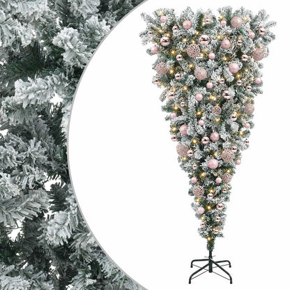 vidaXL Upside-down Artificial Hinged Christmas Tree 180 cm 300 LEDs