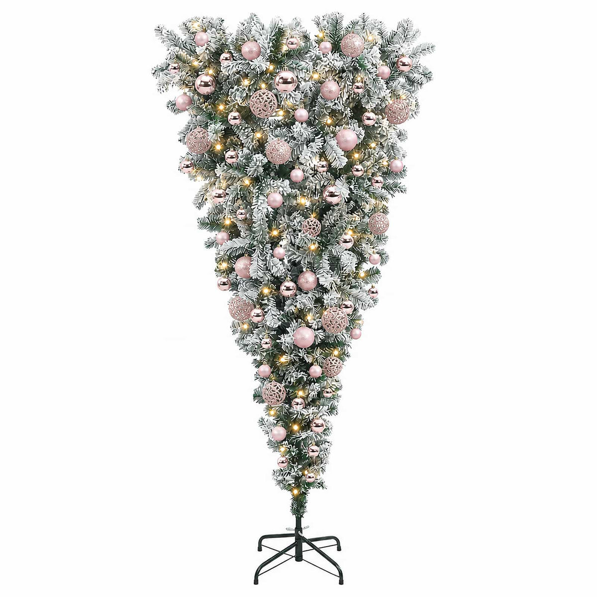 vidaXL Upside-down Artificial Hinged Christmas Tree 180 cm 300 LEDs
