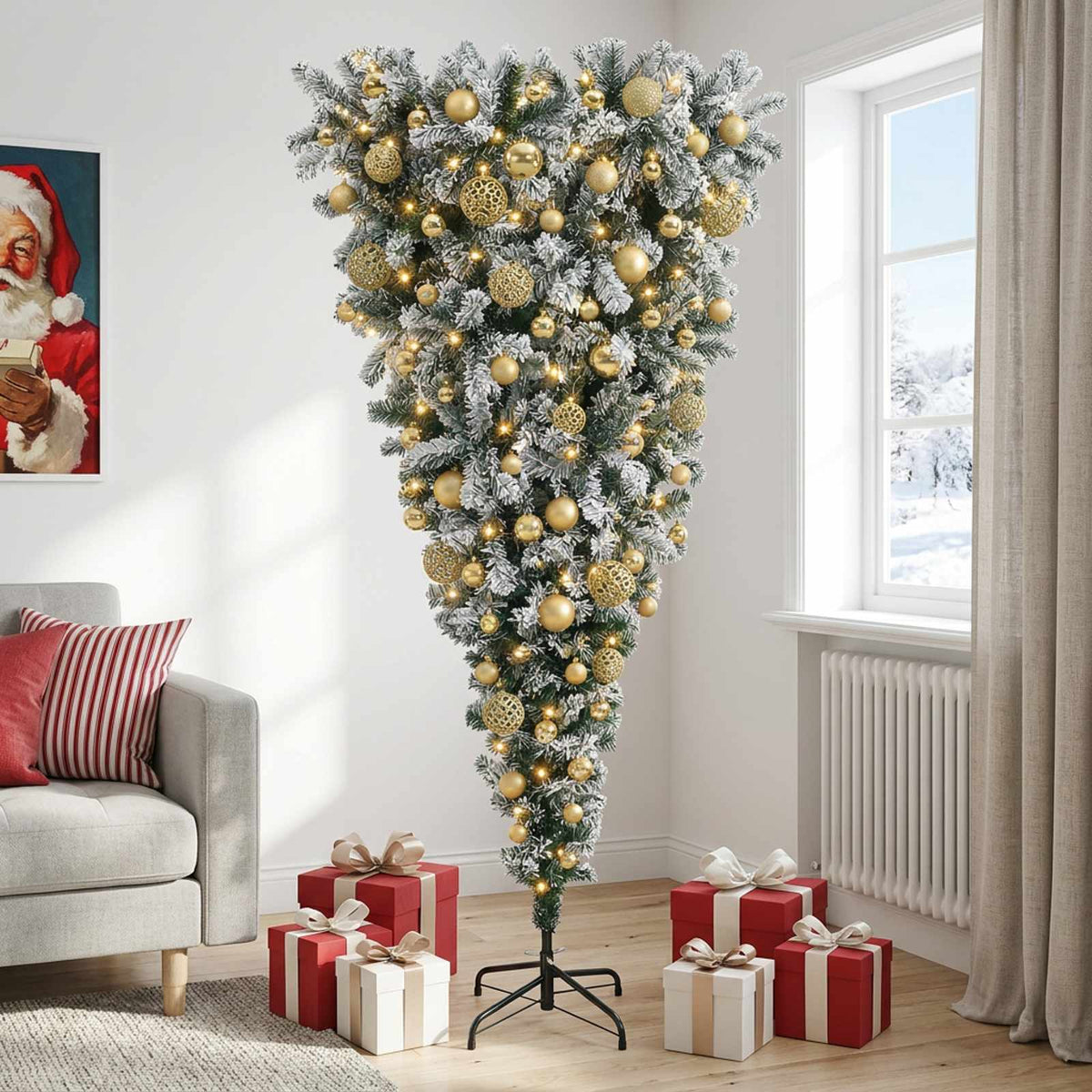 vidaXL Artificial Christmas Tree with Bauble 210 cm 300 LEDs