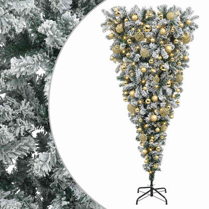 vidaXL Upside-down Artificial Hinged Christmas Tree 180 cm 300 LEDs