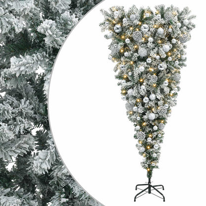 vidaXL Upside-down Artificial Hinged Christmas Tree 180 cm 300 LEDs