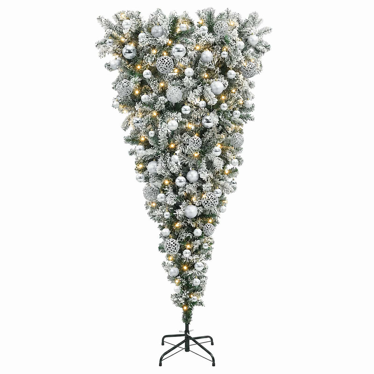 vidaXL Upside-down Artificial Hinged Christmas Tree 180 cm 300 LEDs