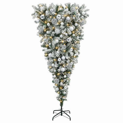 vidaXL Upside-down Artificial Hinged Christmas Tree 180 cm 300 LEDs