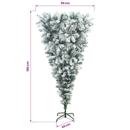 vidaXL Upside-down Artificial Hinged Christmas Tree 180 cm 300 LEDs