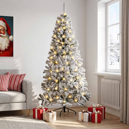 vidaXL Artificial Hinged Christmas Tree 180 cm 300 LEDs Warm White