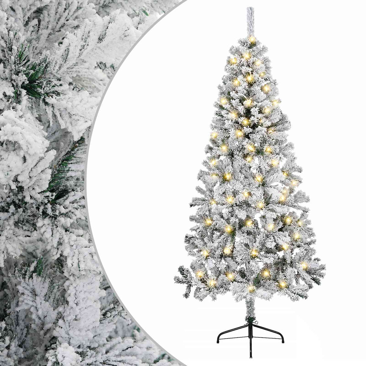 vidaXL Artificial Hinged Christmas Tree 180 cm 300 LEDs Warm White