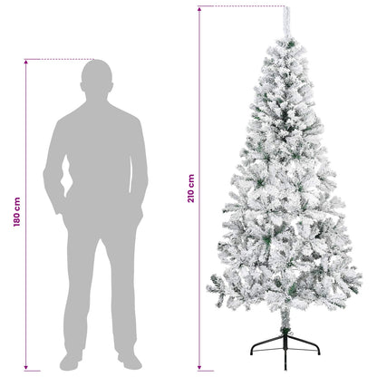 vidaXL Artificial Hinged Christmas Tree 210 cm 300 LEDs Warm White