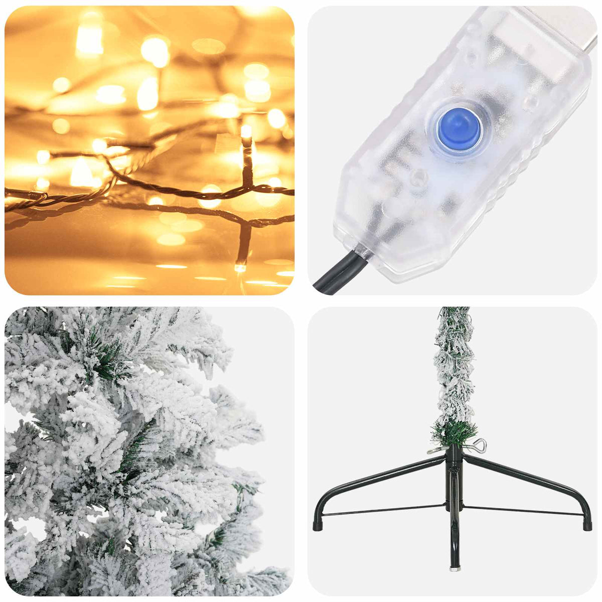 vidaXL Artificial Hinged Christmas Tree 240 cm 300 LEDs Warm White