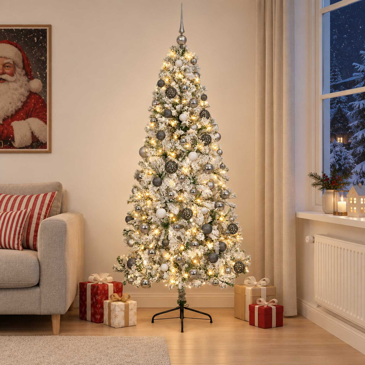 vidaXL Artificial Christmas Tree with Bauble 240 cm 300 LEDs