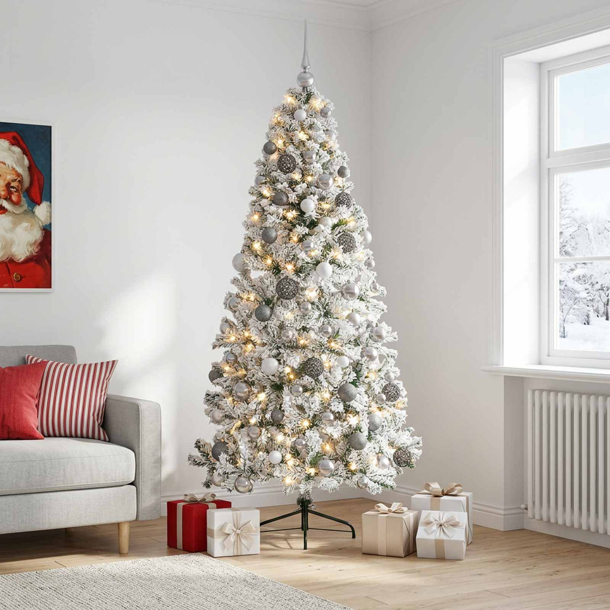 vidaXL Artificial Christmas Tree with Bauble 240 cm 300 LEDs