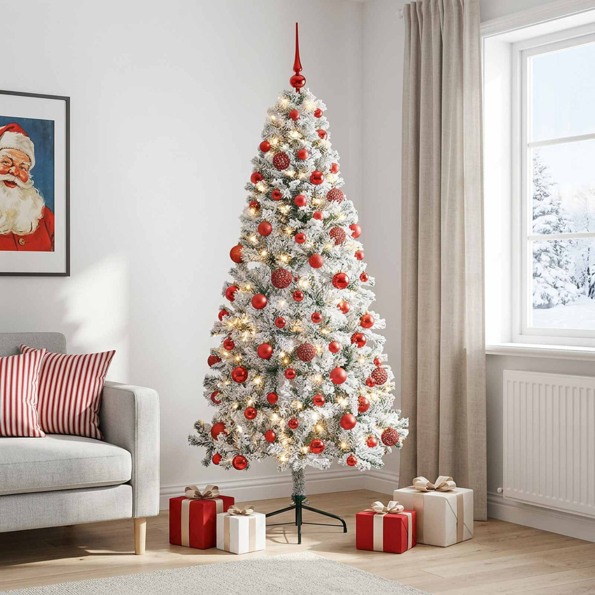 vidaXL Artificial Christmas Tree with Bauble 180 cm 300 LEDs