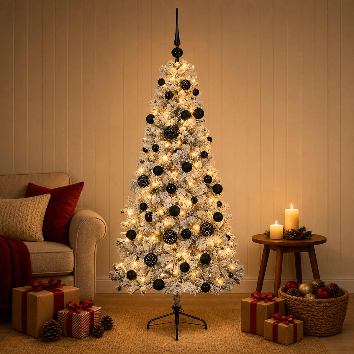 vidaXL Artificial Christmas Tree with Bauble 120 cm 150 LEDs