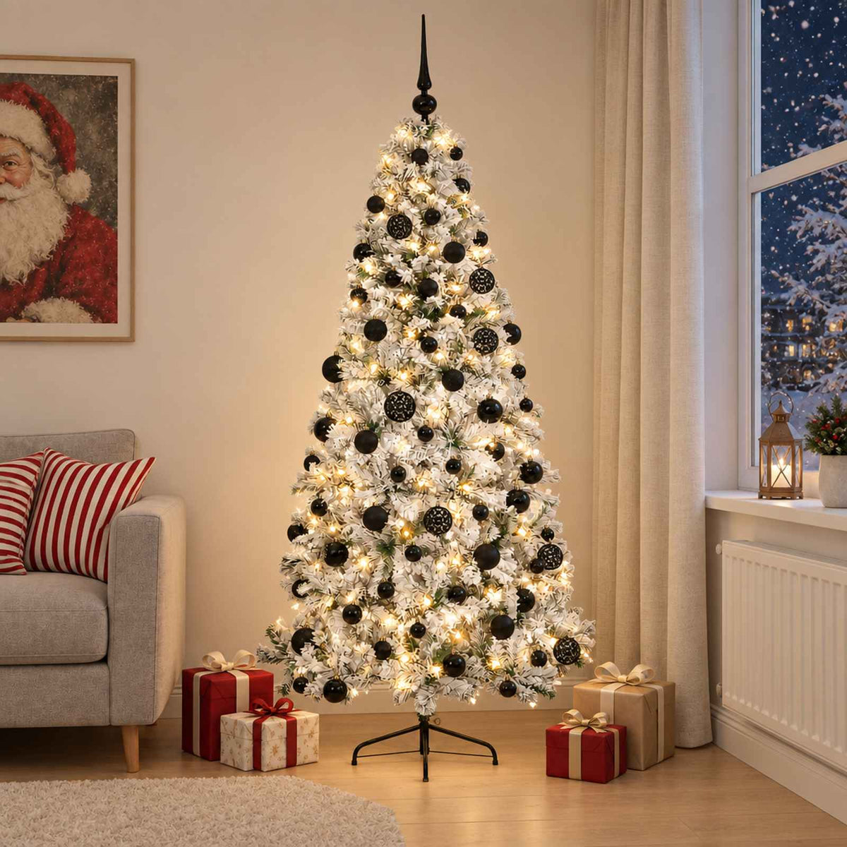 vidaXL Artificial Christmas Tree with Bauble 240 cm 300 LEDs