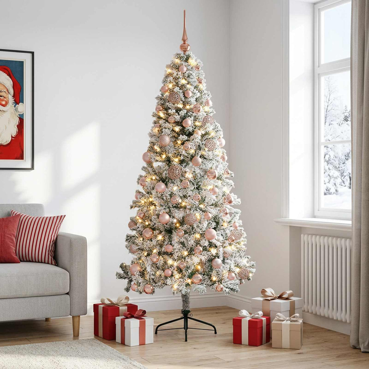 vidaXL Artificial Christmas Tree with Bauble 240 cm 300 LEDs