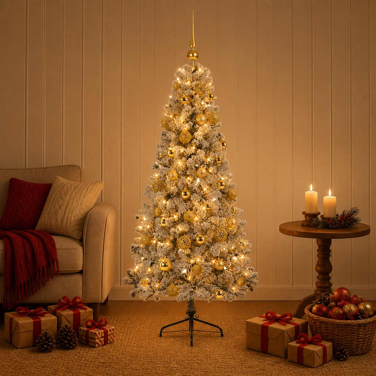 vidaXL Artificial Christmas Tree with Bauble 120 cm 150 LEDs