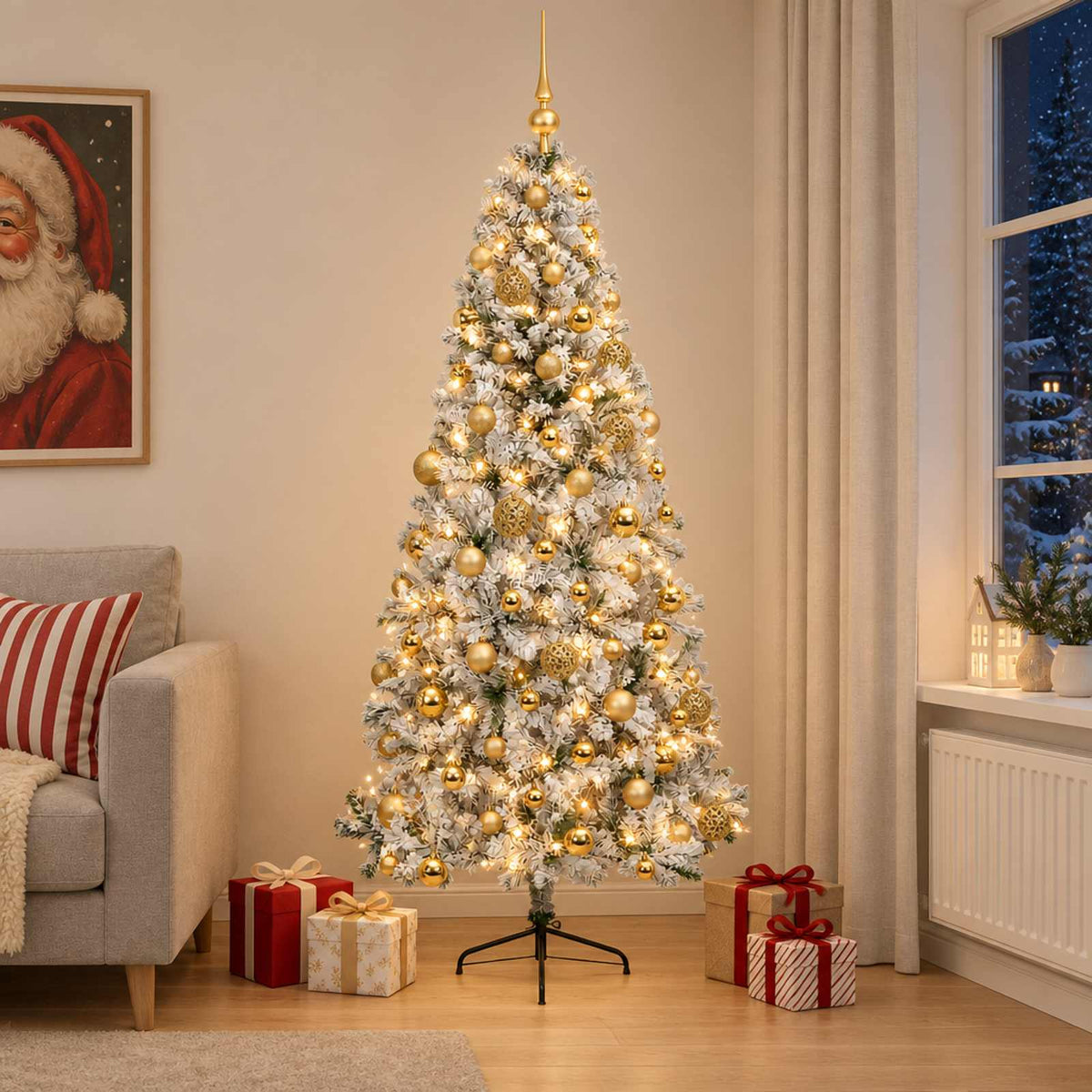 vidaXL Artificial Christmas Tree with Bauble 180 cm 300 LEDs