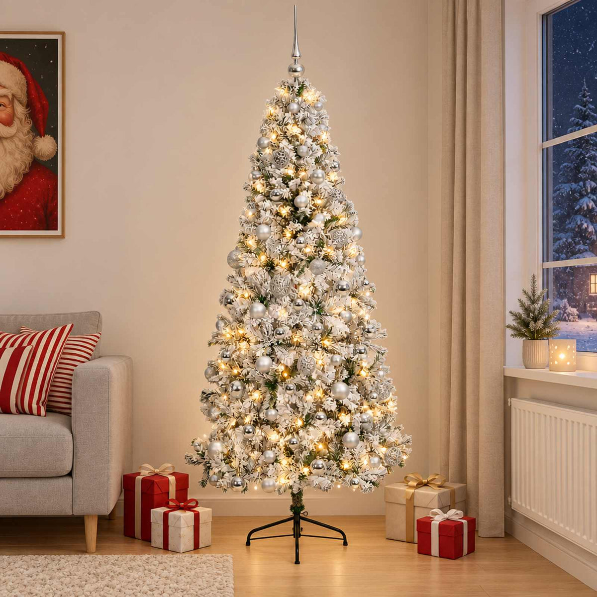 vidaXL Artificial Christmas Tree with Bauble 240 cm 300 LEDs