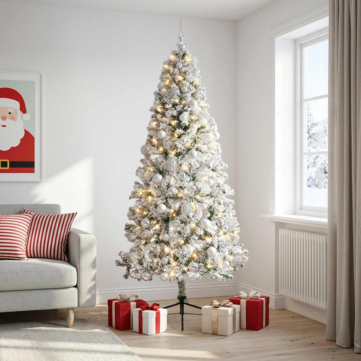 vidaXL Artificial Christmas Tree with Bauble 240 cm 300 LEDs