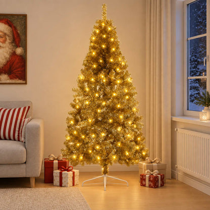 vidaXL Artificial Hinged Christmas Tree 180 cm 300 LEDs Warm White