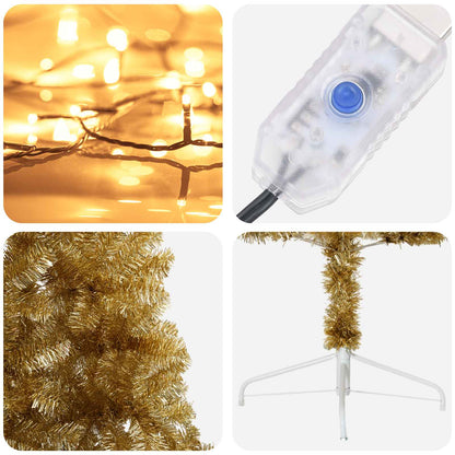 vidaXL Artificial Hinged Christmas Tree 180 cm 300 LEDs Warm White