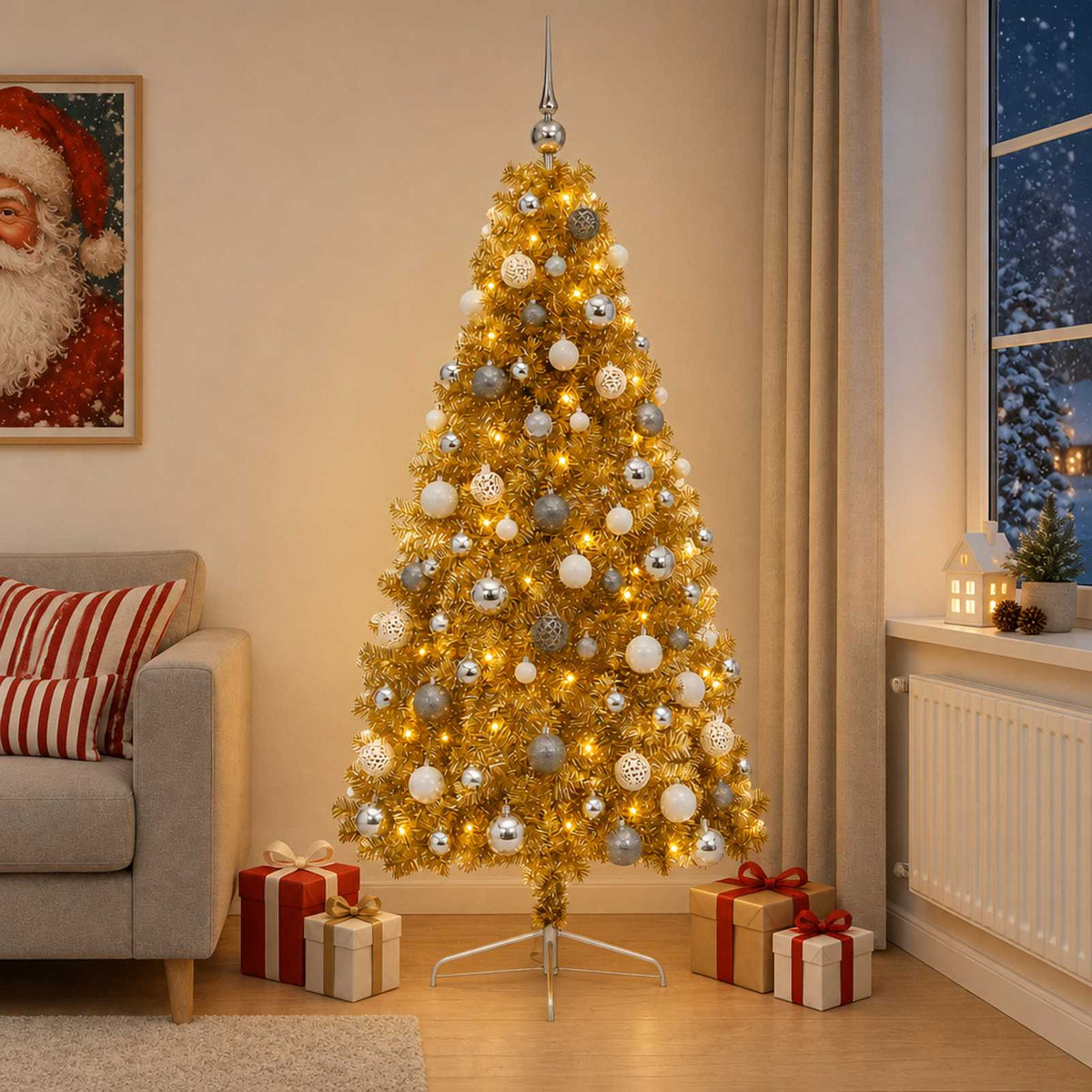 vidaXL Artificial Christmas Tree with Bauble 180 cm 300 LEDs