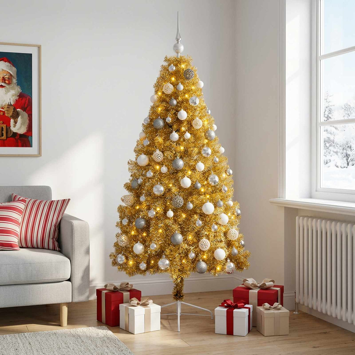 vidaXL Artificial Christmas Tree with Bauble 180 cm 300 LEDs