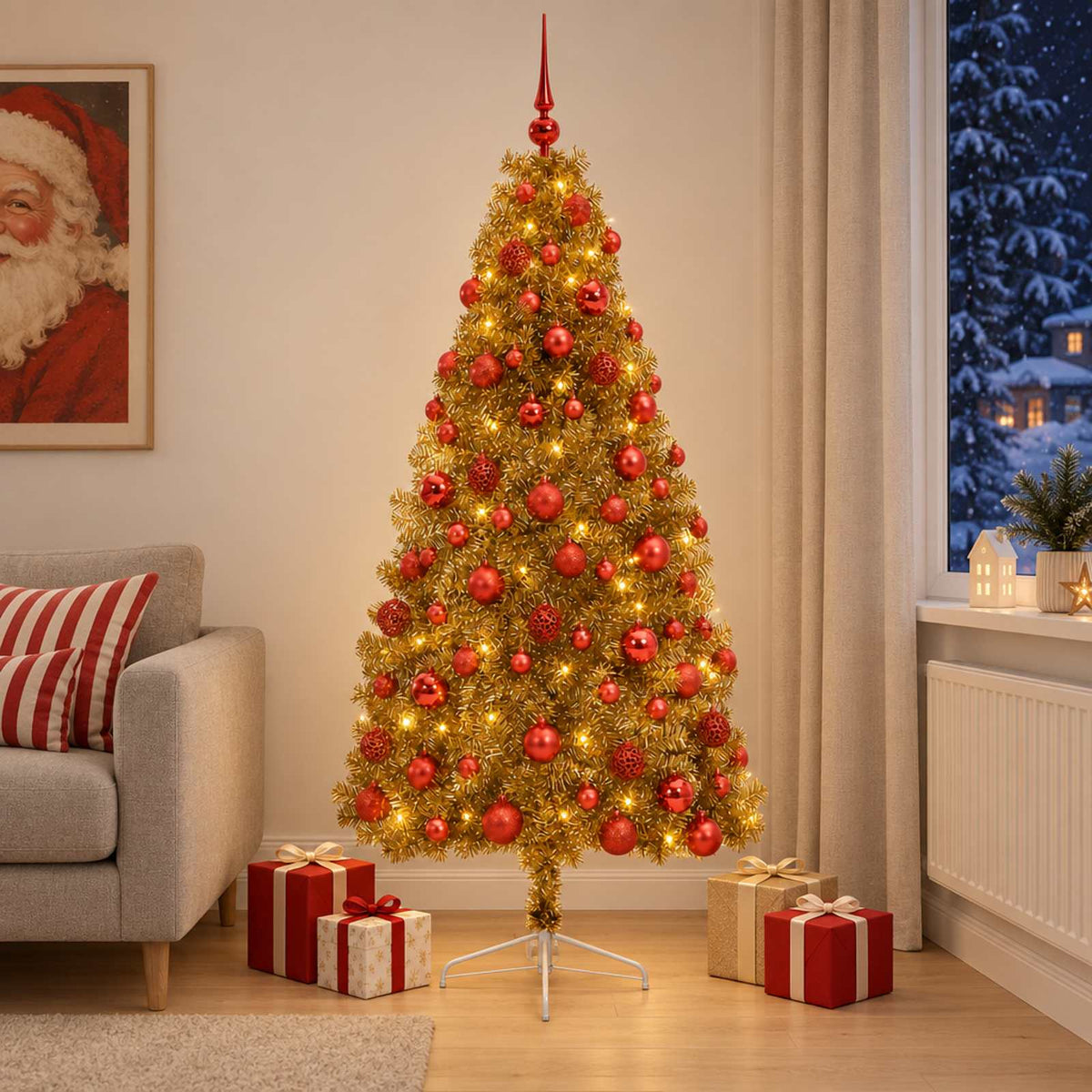 vidaXL Artificial Christmas Tree with Bauble 210 cm 300 LEDs