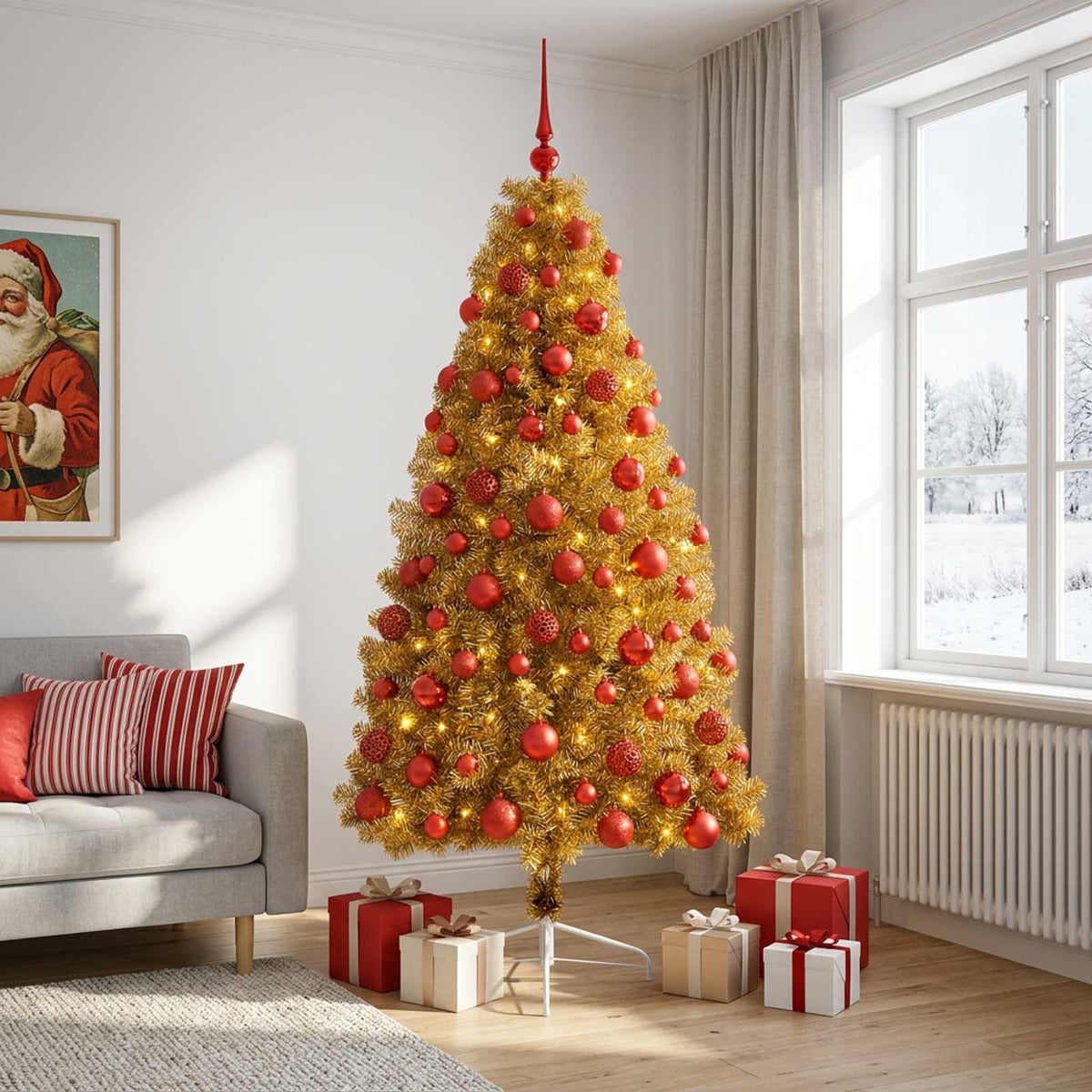 vidaXL Artificial Christmas Tree with Bauble 210 cm 300 LEDs