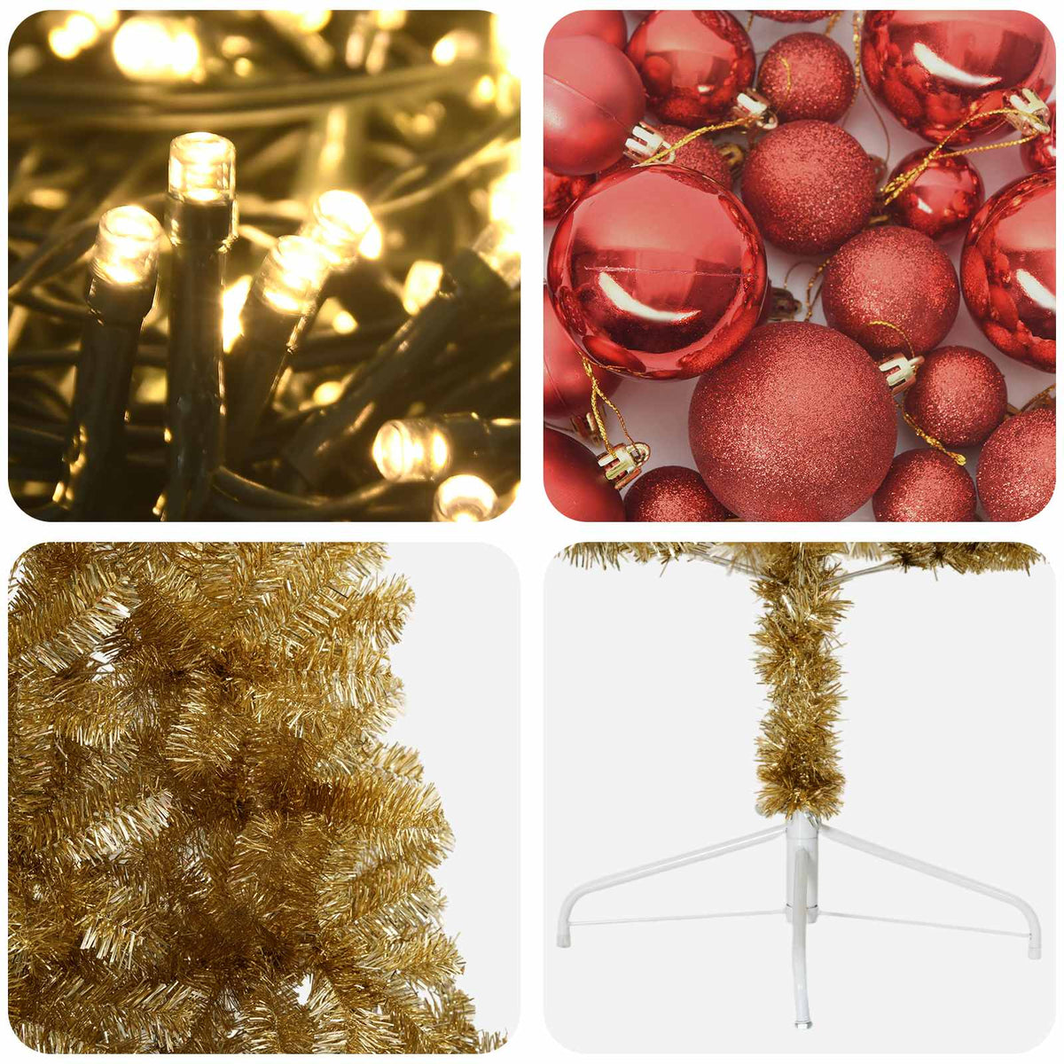 vidaXL Artificial Christmas Tree with Bauble 180 cm 300 LEDs