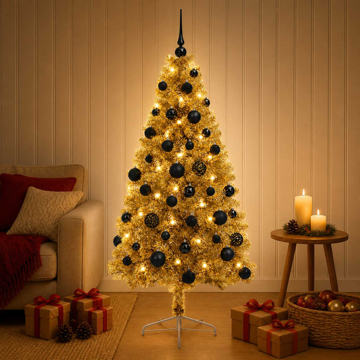 vidaXL Artificial Christmas Tree with Bauble 150 cm 150 LEDs