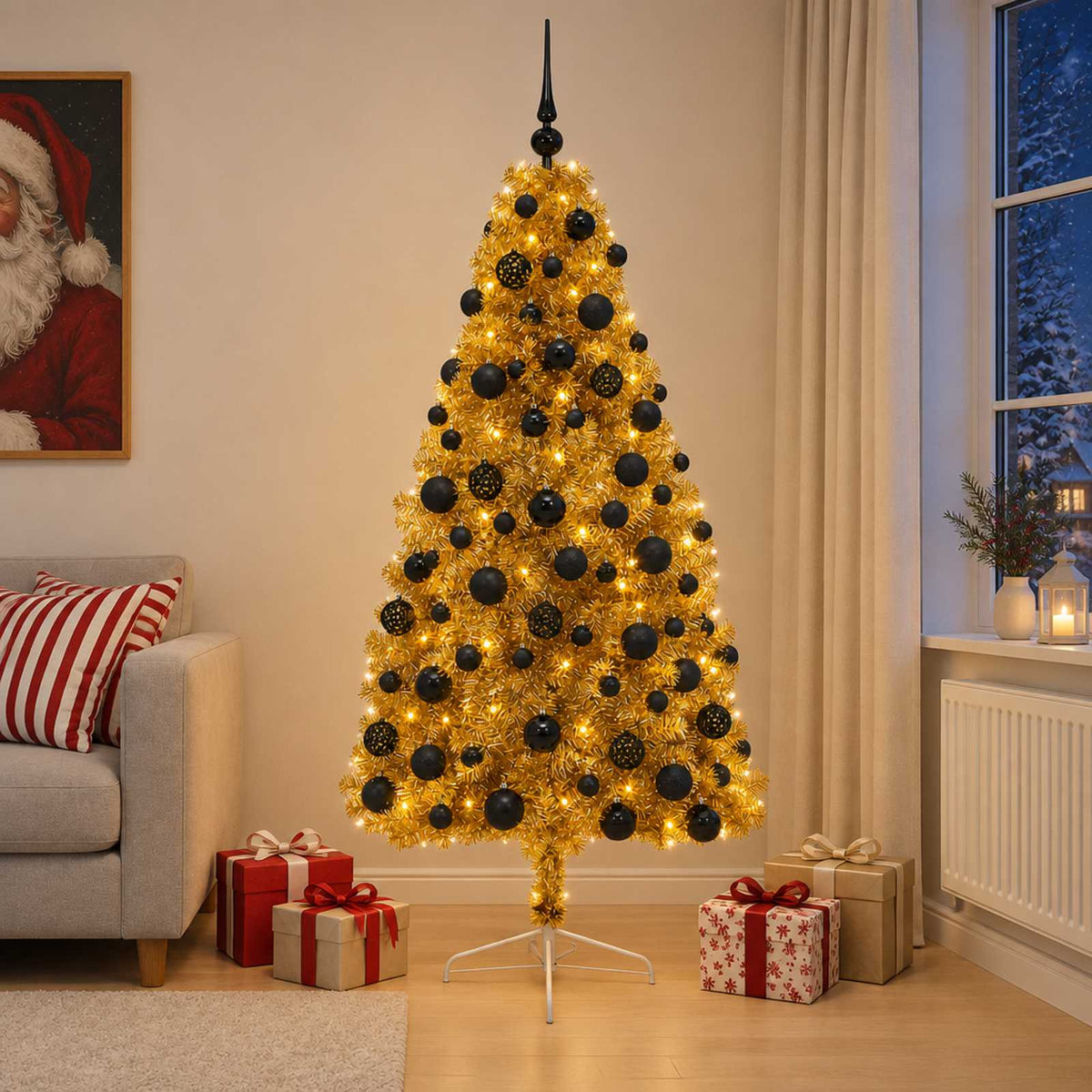vidaXL Artificial Christmas Tree with Bauble 210 cm 300 LEDs
