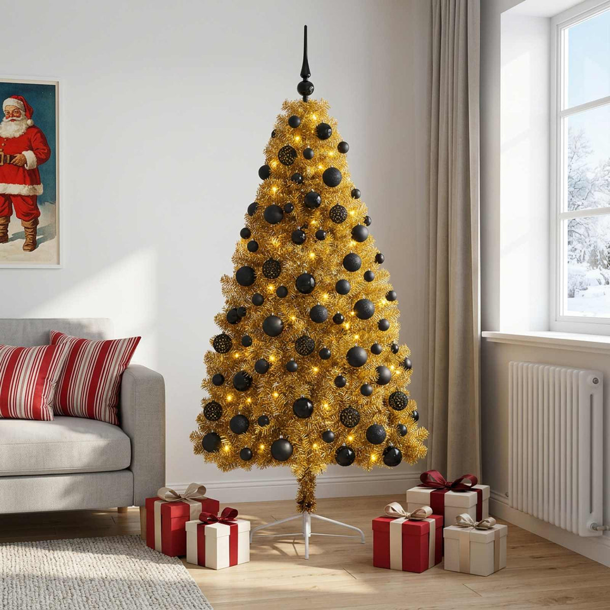 vidaXL Artificial Christmas Tree with Bauble 210 cm 300 LEDs